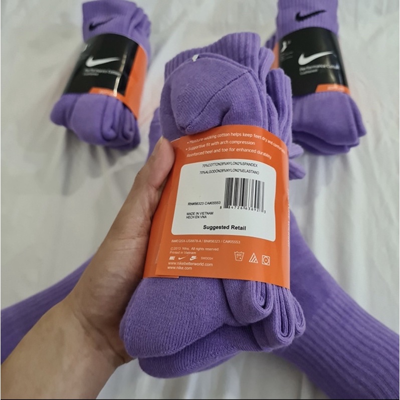 Pack 3 đôi tất thể thao Nike màu Tím bền đẹp, chất dày dặn khô thoáng dễ chịu , hàng xuất xịn