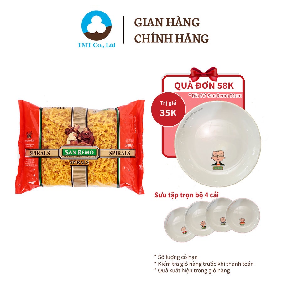 Nui xoắn Spirals thương hiệu San Remo (500G X 12) No.16