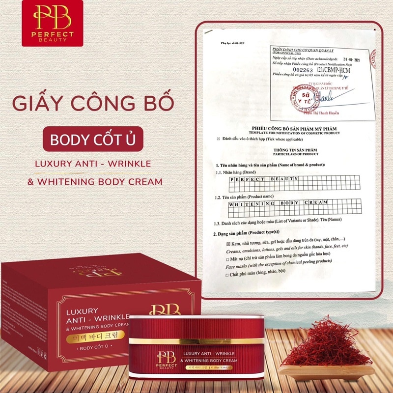 Kem Body Cốt Ủ PB ( khử thâm - trắng bật tone sau 7 ngày )