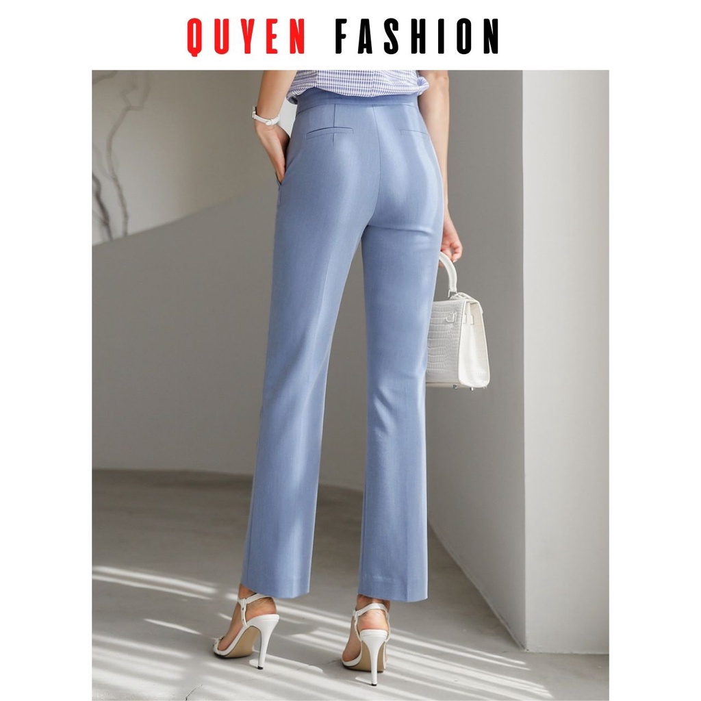 Quần tây công sở nữ màu xanh pastel đính 2 khuy trang trí, kiểu suông đứng trẻ trung, thanh lịch KQ140