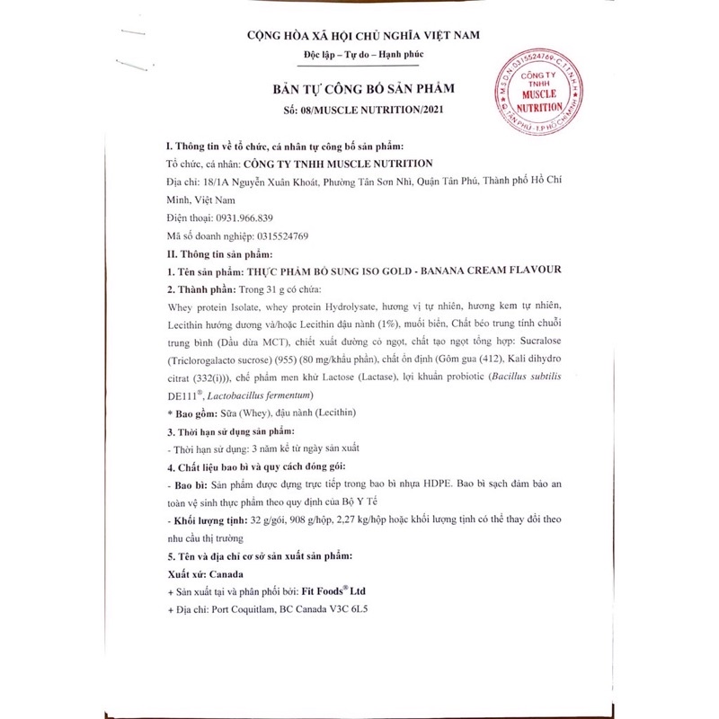 Hủ 2lbs - ISO GOLD - SỮA TĂNG CƠ SIÊU TINH KHIẾT - Có thêm probiotic hỗ trợ tiêu hoá và hấp thu tốt hơn - Hủ nhỏ 2lbs