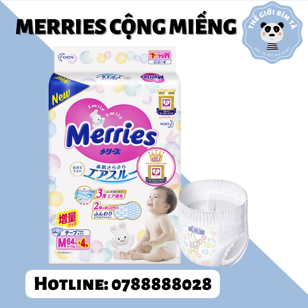 (MERRIES CỘNG MIẾNG)Bỉm Tã Dán/Quần Merries Nội Địa Nhật Đủ Size NB96/S88/M68/M64/L50/XL44/XXL28