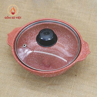 [HOT SALE] Nồi Vân Đá Cạn 600ML Cao Cấp - Nâu - gian hàng chính hãng Gốm Sứ Việt