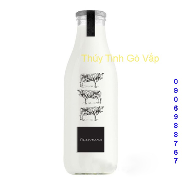 Chai thủy tinh nắp thiếc 1000ml, đựng sữa, sinh tố, nước ép trái cây. | BigBuy360 - bigbuy360.vn
