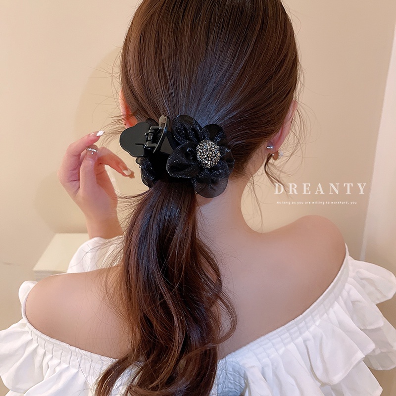 Kẹp Tóc Hình Nơ Lưới Đính Kim Cương Nhân Tạo Thời Trang Hàn Quốc