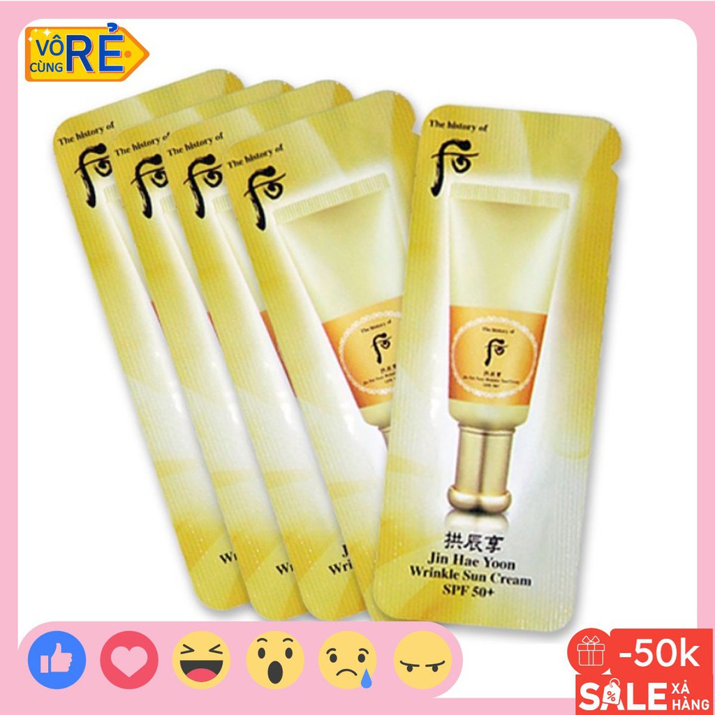 Gói Sample Kem chống nắng giảm nếp nhăn Whoo Jin Hae Yoon Wrinkle Sun Cream SPF 50+