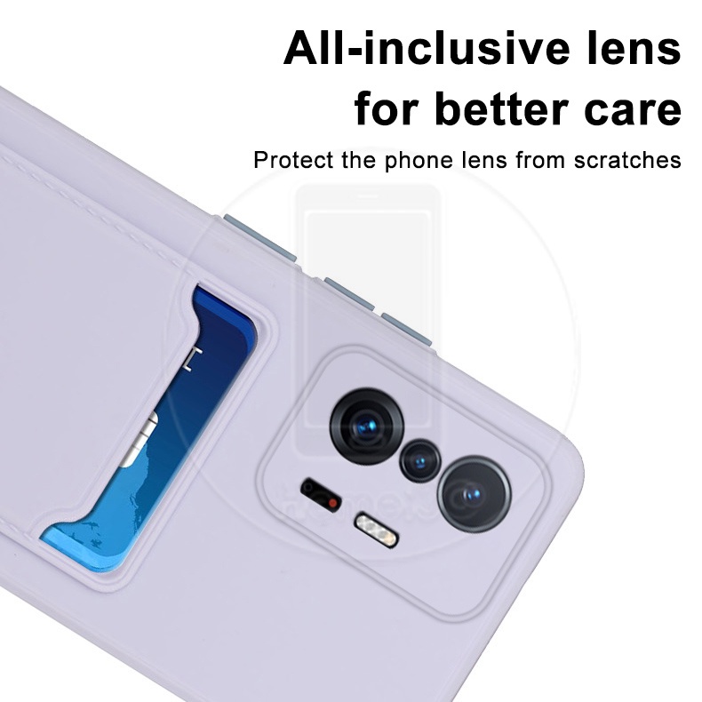 Ốp điện thoại silicone mềm có ngăn đựng thẻ cho Xiaomi Mi 11T Pro Xiaomi11T Xiaomi11TPro 5G