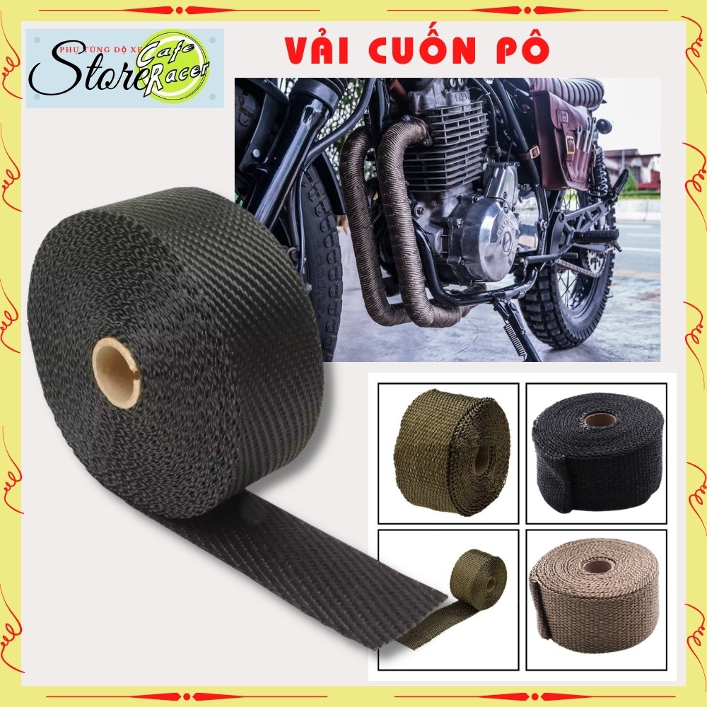 Vải cuốn pô sợi thủy tinh chịu nhiệt bọc ống xả , nguyên cuộn dài 10m rộng 5cm ( không bán lẻ )