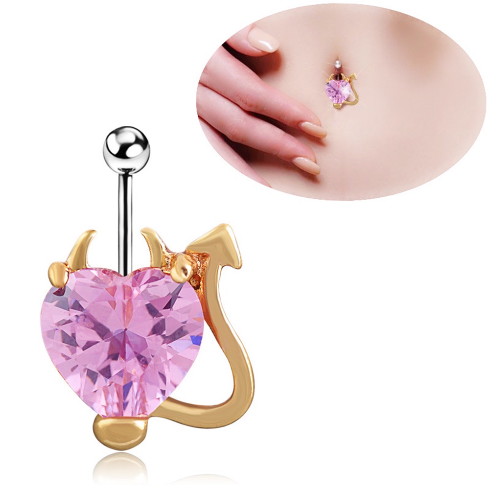 Khuyên RốN HìNh Tim ĐíNh Đá BằNg ThéP Không Gỉ