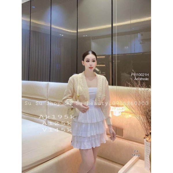 Áo khoác len croptop tay dài gài nút KH1110