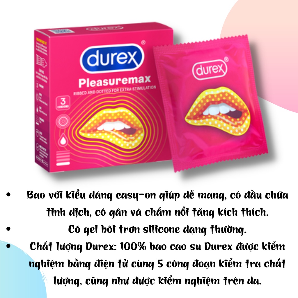 Bao cao su Durex Pleasuremax Gân Gai Nhiều Gel - CatMedical