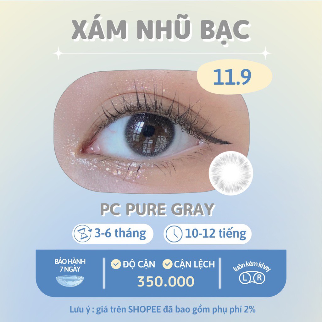 Kính áp tròng xám nhũ Siesta Pure gray dành cho mắt nhạy cảm - Pc Hydrogel | Hạn sử dụng 6 tháng