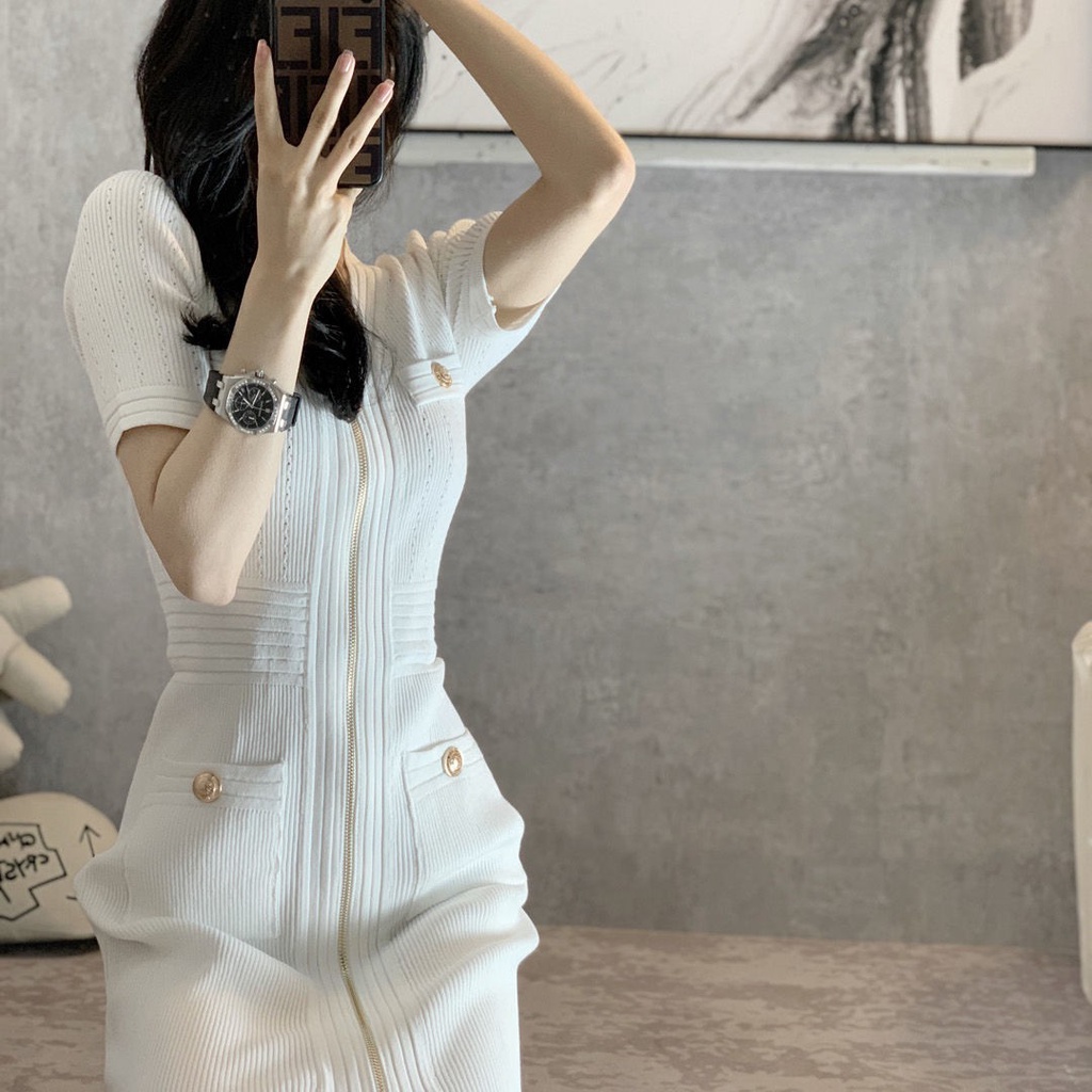 Đầm Dệt Kim Dáng Ôm Chiết Eo Phong Cách Retro Pháp Thời Trang Mùa Hè Hàng Mới Dành Cho Bạn Nữ 2021