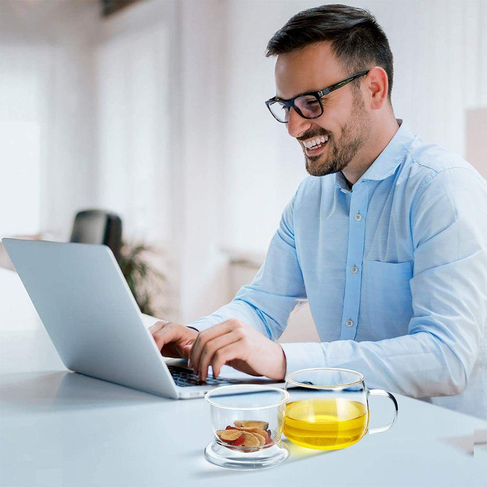 Cốc Thủy Tinh Uống Trà Chịu Nhiệt Độ Cao Có Nắp Đậy Chống Nổ Kiểu Dáng Thanh Lịch