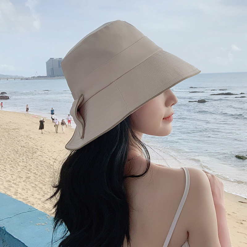 Mũ Bucket Đính Nơ Phong Cách Hàn Quốc Xinh Xắn Cho Nữ