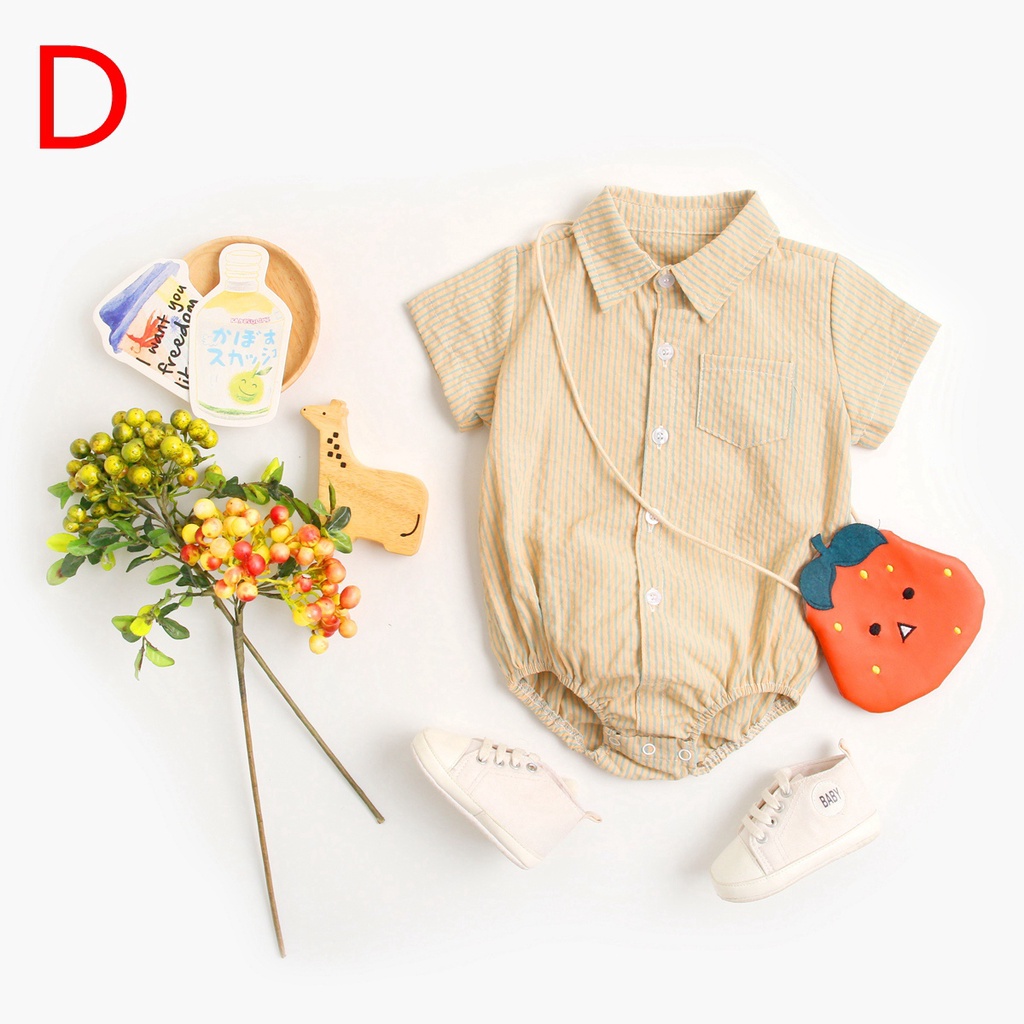 Áo liền quần Sanlutoz họa tiết kẻ sọc thời trang mùa hè đơn giản chất liệu cotton dành cho bé sơ sinh