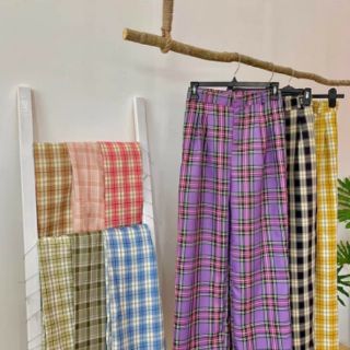 Quần baggy khóa kẻ