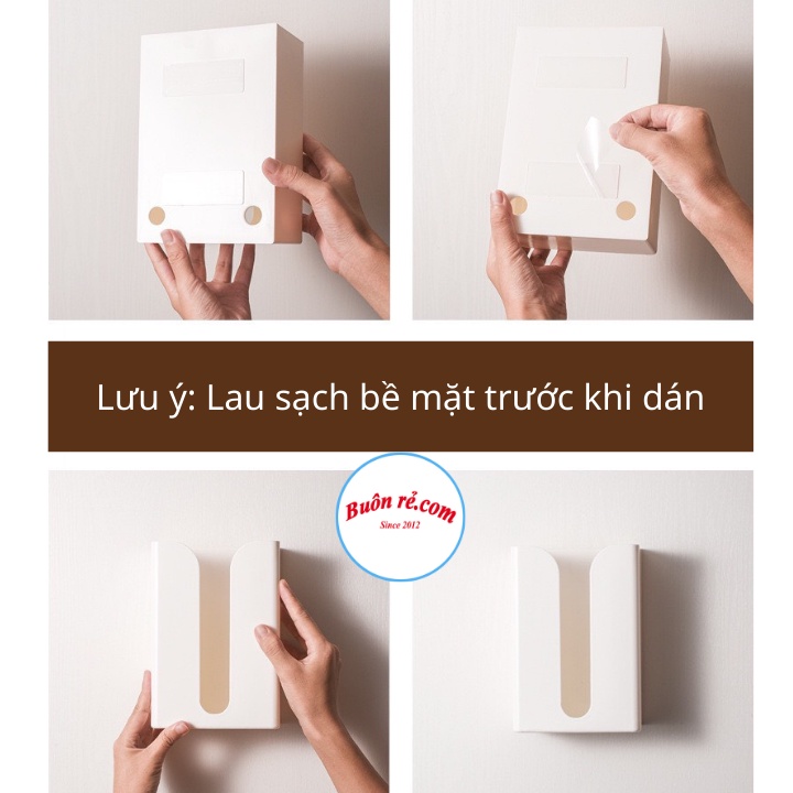 Hộp đựng khăn giấy chữ nhật dán tường nhà tắm đa năng - Hộp đựng giấy ăn dán tường nhà bếp xinh xắn Br 00784