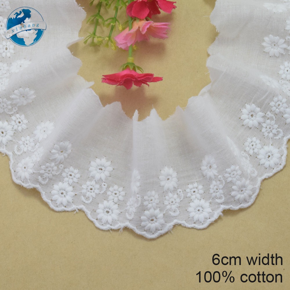 Cuộn Dây Ren 6cm Rộng 100% Cotton Dùng Trang Trí Quần Áo Diy 3246