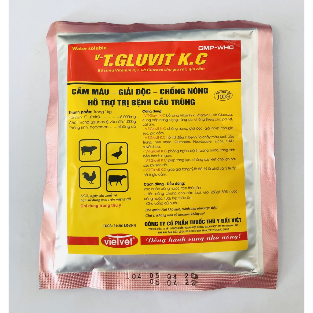 T.Gluvit KC Cầm máu, giải độc, chống nóng, hỗ trợ trị bệnh cầu trùng - Thuốc Thú Y & BVTV Minh Tuệ