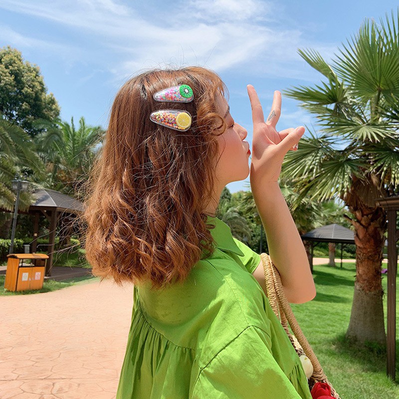 Set 10 Kẹp Tóc Hình Hoa / Trái Cây Dễ Thương Cho Bé Gái