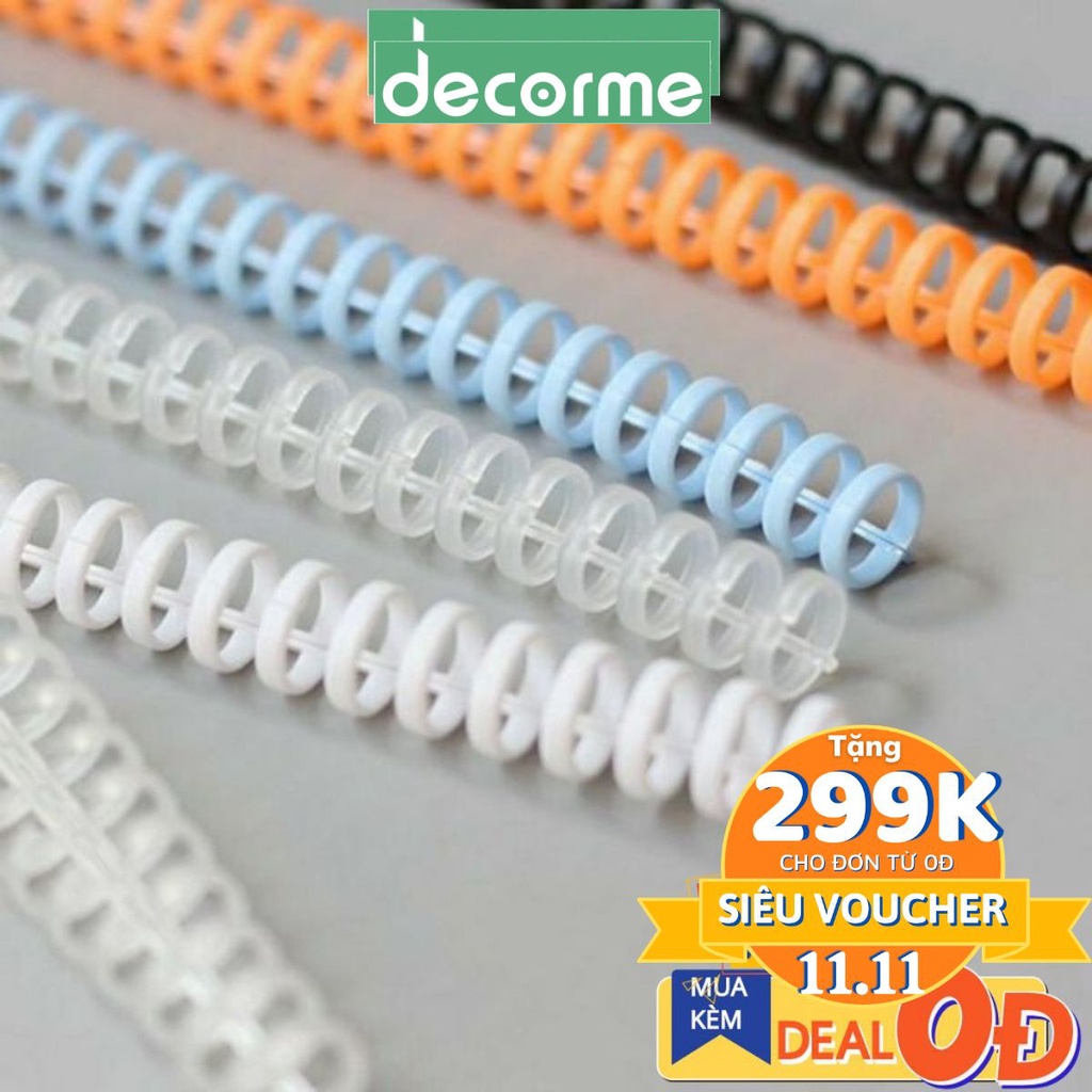 Binder thanh còng nhựa làm sổ, kẹp tài liệu đường kính 10mm 12mm bìa màu A5 B5 A4 20 26 30 lỗ DECORME