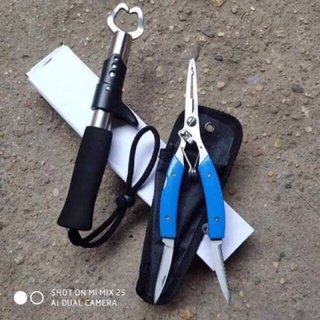 Combo kìm+kẹp gỡ cá sắc bén bằng thép không gỉ