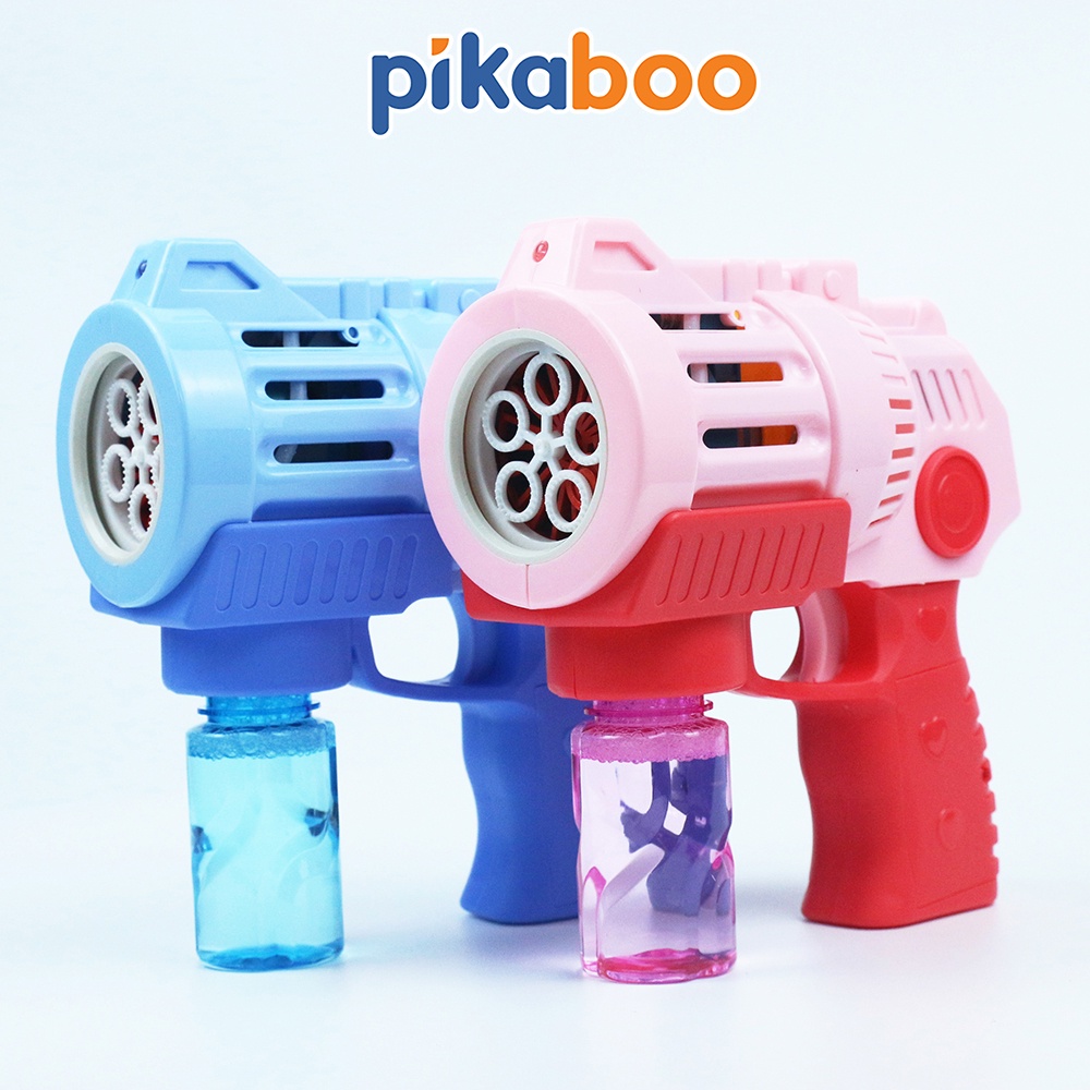 Súng bắn bong bóng xà phòng đồ chơi Pikaboo cho bé thiết kế 5 nòng cỡ bự cao cấp có đèn và nhạc, làm từ nhựa ABS cao cấp