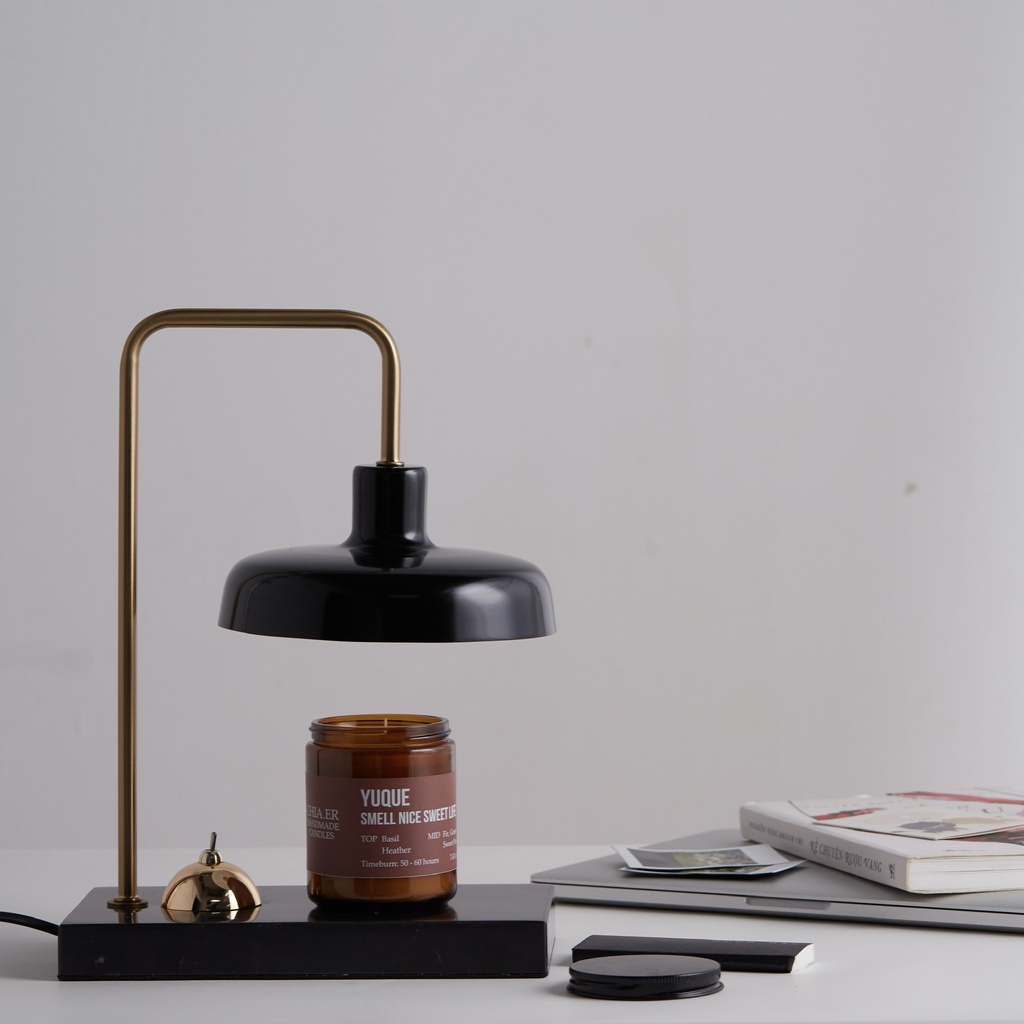 Đèn Đốt Nến Thơm Chuyên Dụng Chia.kandles Đèn Đá Granite Đen Sang Trọng