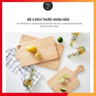 Bộ 3 thớt gỗ cây cao su lock&lock lwc001s3