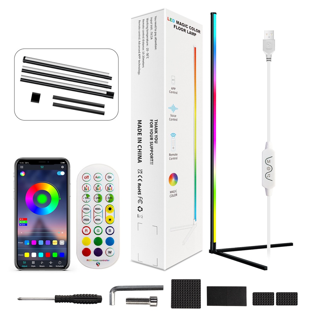 Đèn Led đứng góc tường ARGB lắp ghép dễ dàng  trang trí phòng khách, phòng ngủ, phòng game, điều khiển qua App