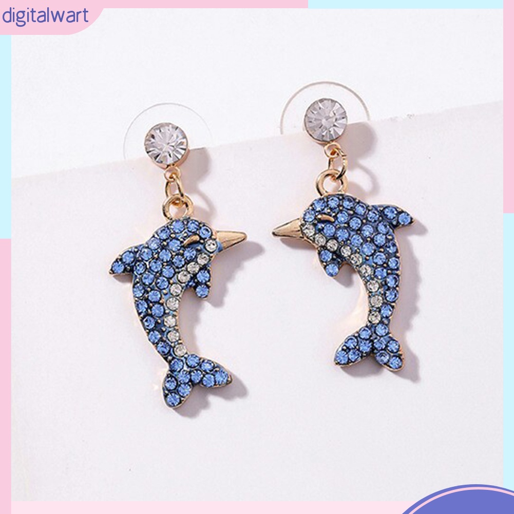 Bông tai hình cá heo đính đá dễ thương cho nữ