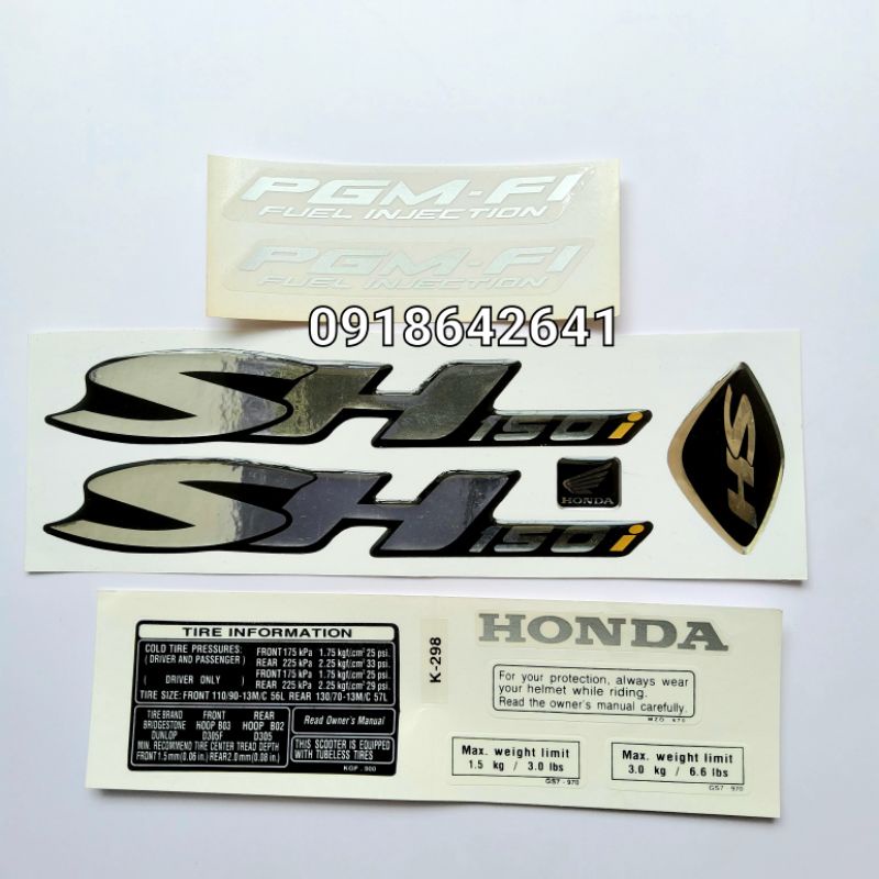 Bộ tem chữ SH 150i việt đời 2008 kèm thông số như zin