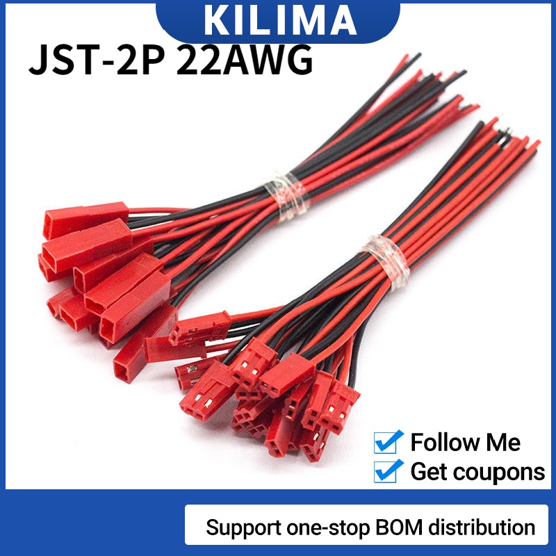10 Cặp Dây Cáp Nối 2 Pin 2P 22AWG 10cm 20cm