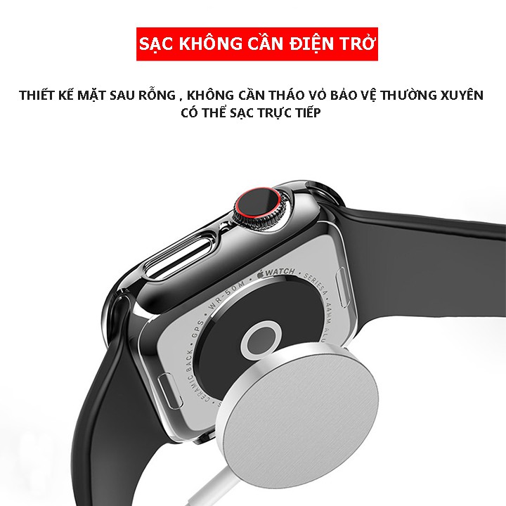 Ốp Nhựa Cứng Viền Nhám Có Kính Cường Lực Dành Cho Apple Watch Full Size 38/40/42/44mm