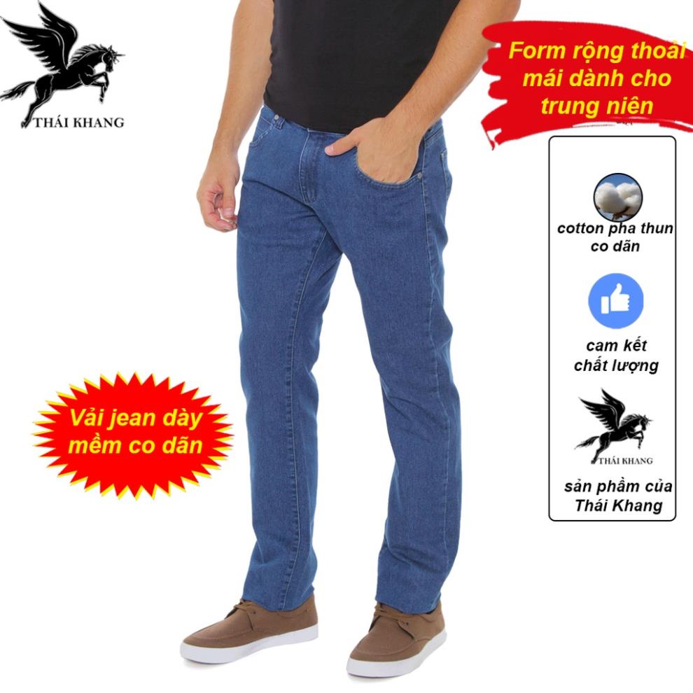 Xả quần jean nam ống suông co dãn trung niên loại quần jeans nam trung niên form rộng QJEAN22 Đẹp