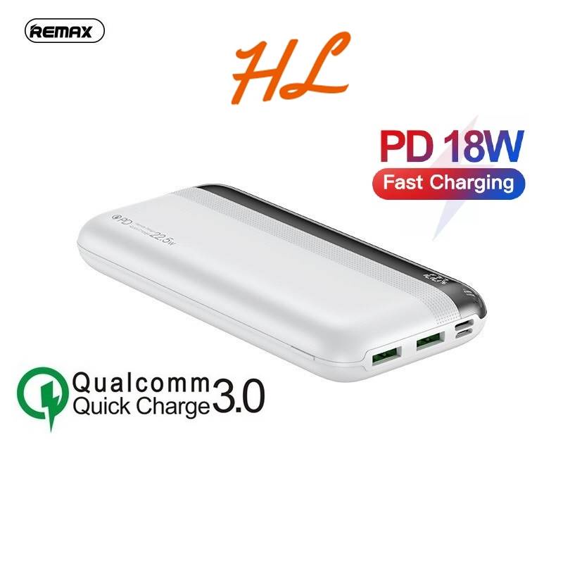 Pin Sạc Dự Phòng Remax RPP-180 20000mAh 2 Inputs 3 Outputs, TypeC PD 20W, USB 22.5W - Hưng Long PC