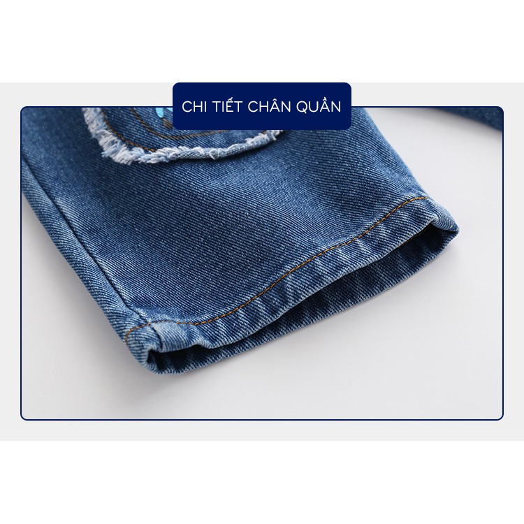 Quần Jean cho bé WELLKIDS quần short Jean họa tiết monster chất bò mềm hàng xuất Âu Mỹ