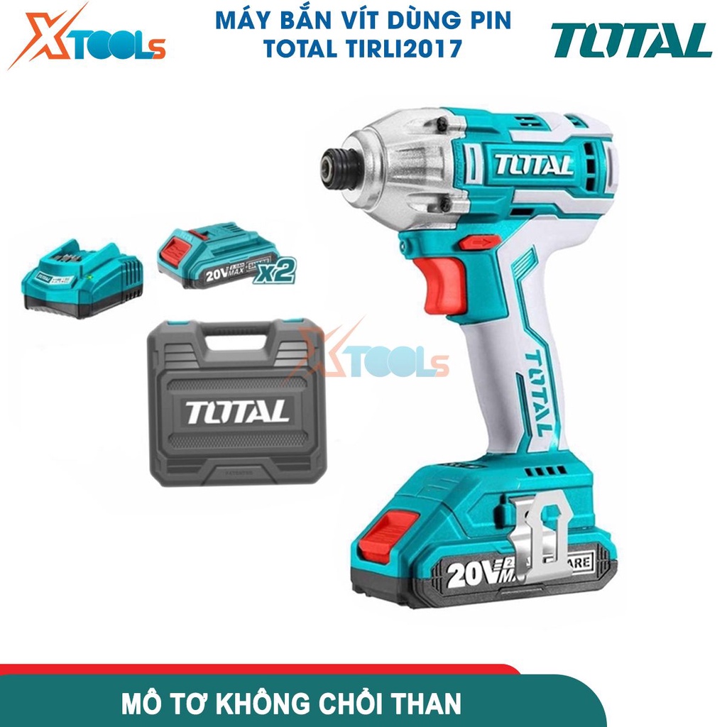 Máy bắn vít dùng pin 20v không chổi than Total TIRLI2017 tốc độ 2100v/p, máy siết vít lực siết 3300bpm-CHÍNH HÃNG-XTOOLS