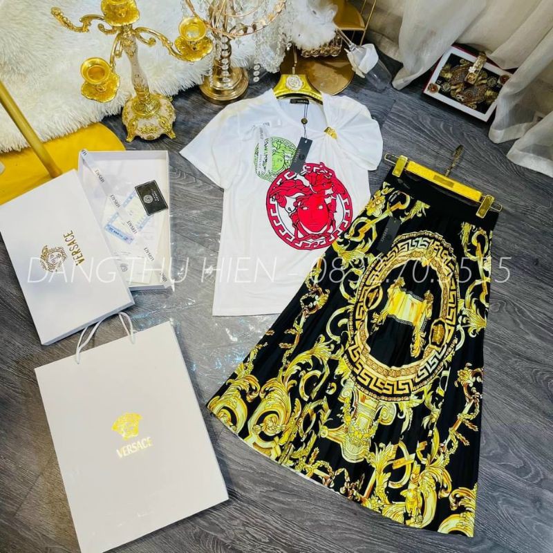 Chân váy hoạ tiết dáng dài hàng QC