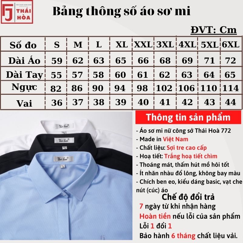 Áo sơ mi nữ Thái Hoà cao cấp sợi tre vân chìm đẹp công sở trắng 772-01-02