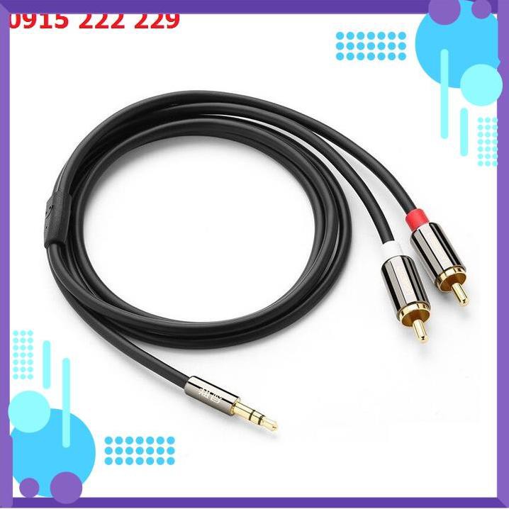 Mua ngay Cáp audio 1 ra 2 RCA 3.0M Ugreen 10590 chính hãng - Cáp âm thanh 3.5mm ra hoa sen [Giảm giá 5%]