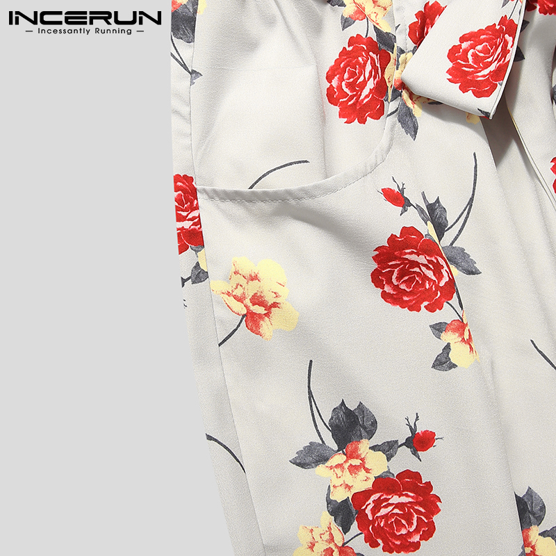 Quần Dài INCERUN Lưng Thun Dáng Rộng In Hoa Phong Cách Cổ Điển Cho Nam