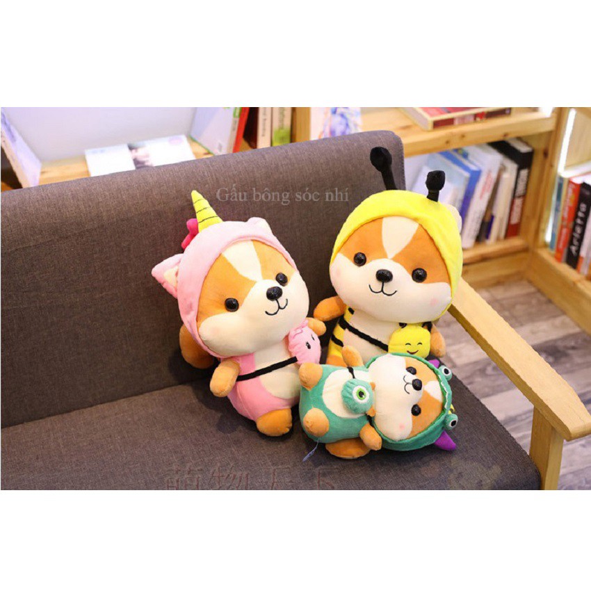 Gấu Bông Cho Bé Chó Shiba Cosplay Xinh Xắn