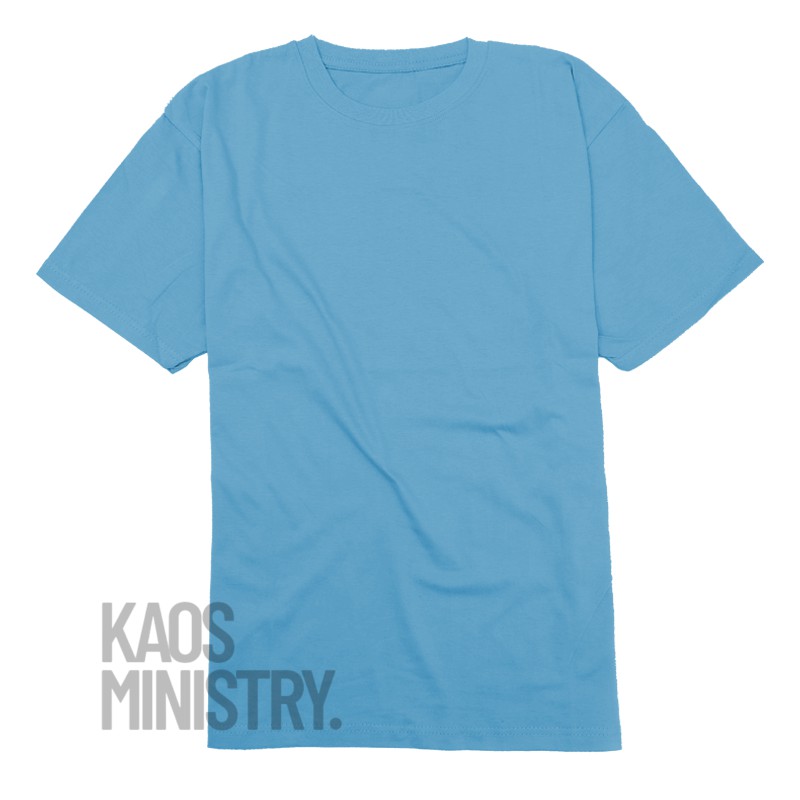 Áo Sơ Mi cotton Cổ Tròn Màu pastel Xanh Dương Nhạt Chải Kỹ 20s unisex Cho Nam Và Nữ