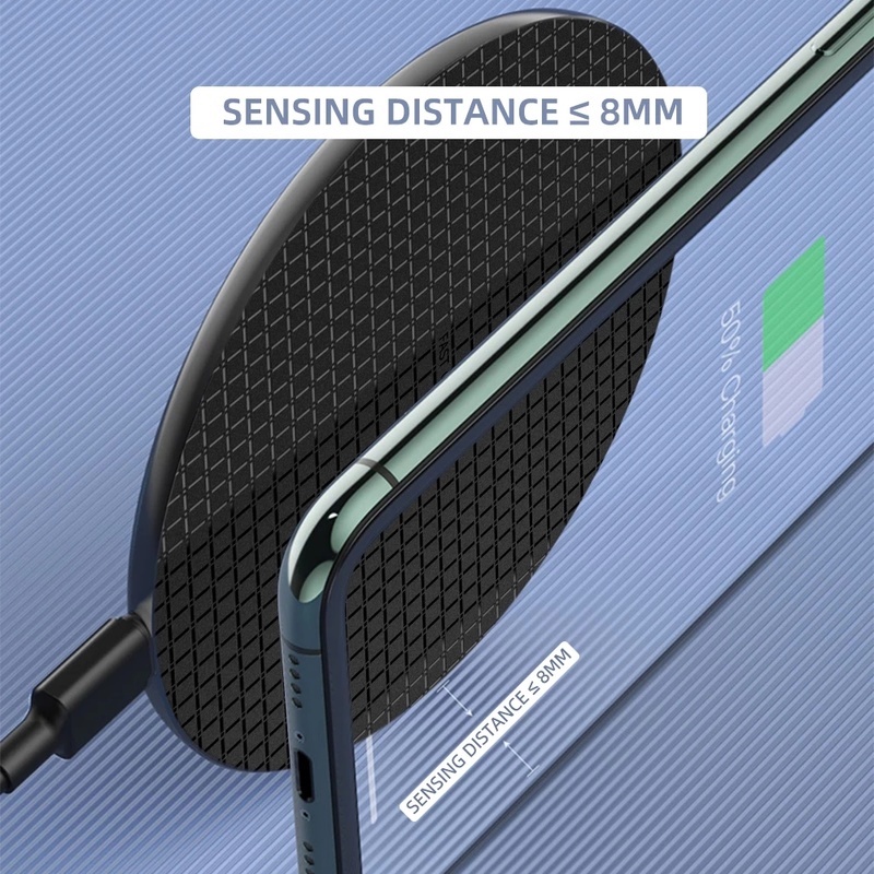 Đế Sạc Nhanh Không Dây Qi Siêu Mỏng Hít Nam Châm Tương Thích Với iPhone Và Android