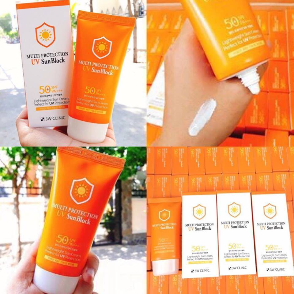 Kem Chống Nắng Trắng Da, Lên Tông, Kiềm Dầu Dành Cho Mặt Và Toàn Thân Multi Protection Uv Sun Block 3W Clinic Hàn 70ml