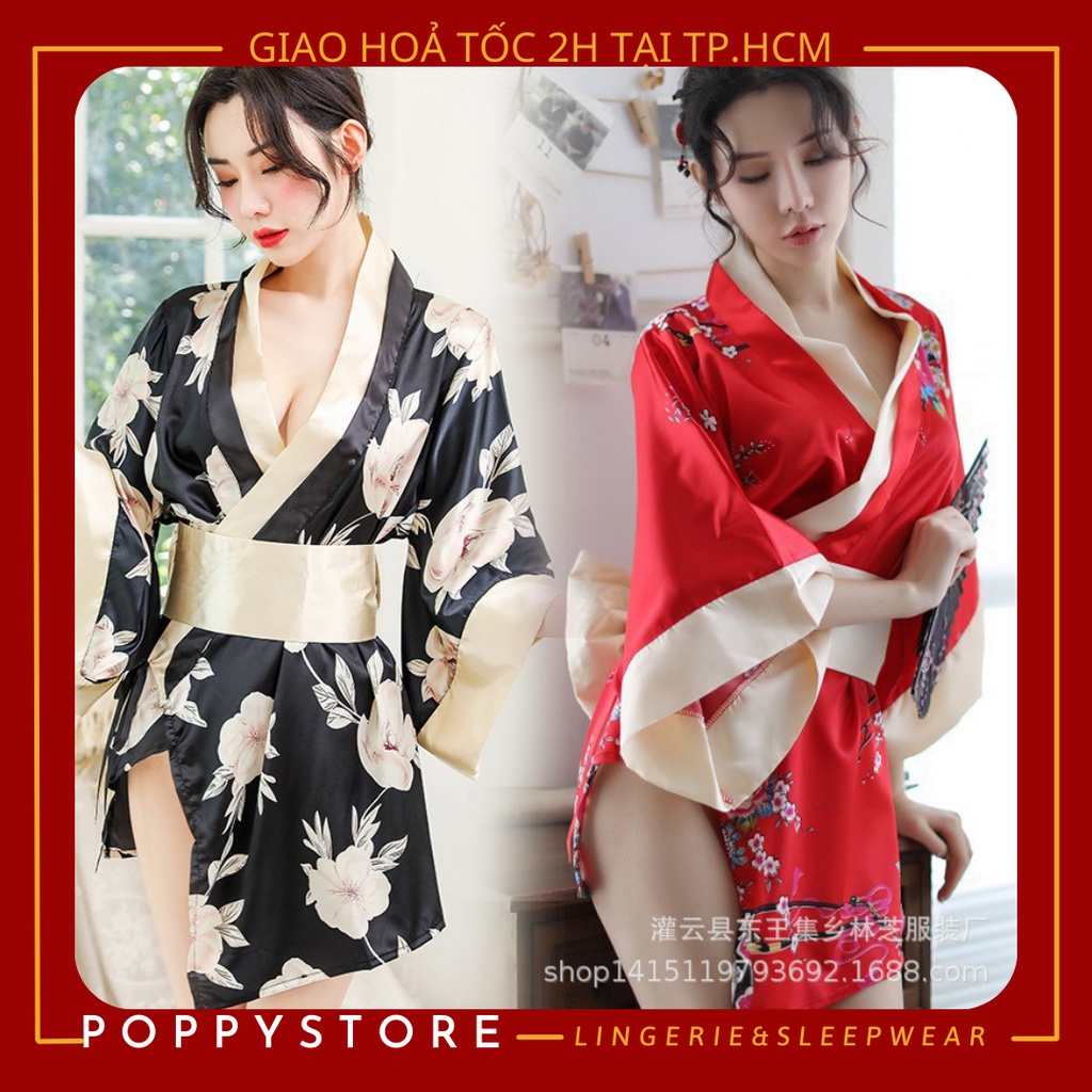 Áo choàng ngủ KIMONO kèm lọt khe ⚡𝐒𝐄𝐗𝐘 + CHE TÊN SẢN PHẨM⚡ Áo ngủ lụa mềm - mát - sang chảnh. Phong cách Nhật Bản