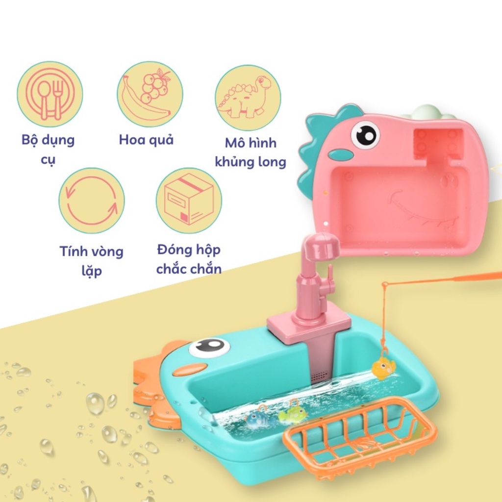 Bộ đồ chơi nhà bếp rửa rau củ quả, câu cá cho bé, đồ chơi câu cá - Beekids