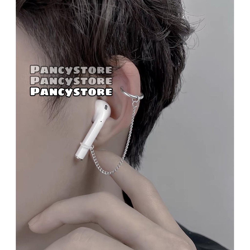 khuyên tai kẹp tai nam nữ giữ Airpod titan không gỉ Unisex